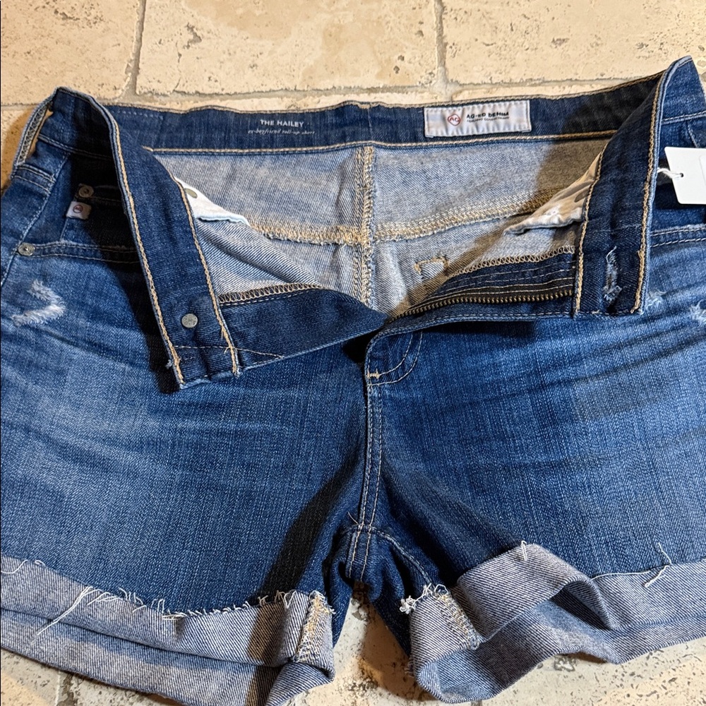 AG Adriano Goldschmied Dark Blue Jean Shorts - Picture 3 of 5